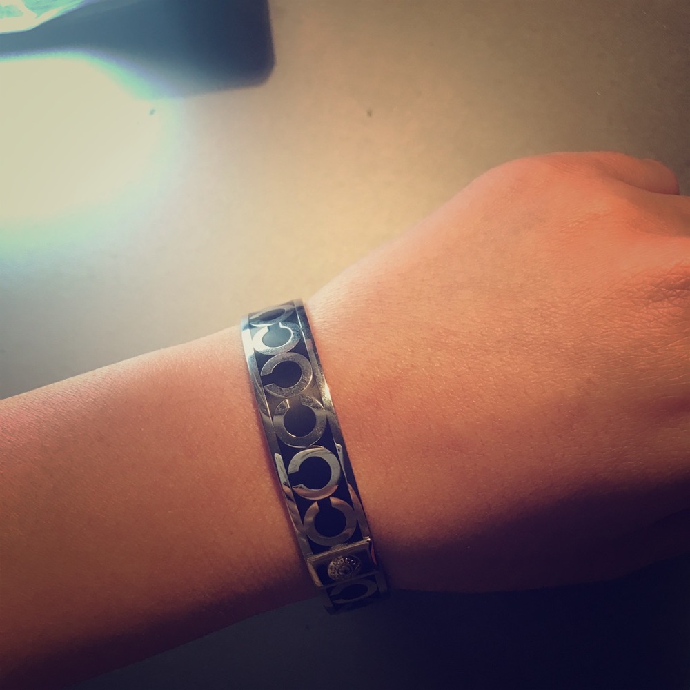 Coach Signature black and silver bangle